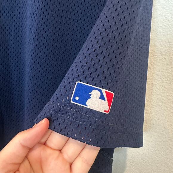 Vintage Majestic New York Yankees baseball button up blue white jersey XL - Picture 4 of 5